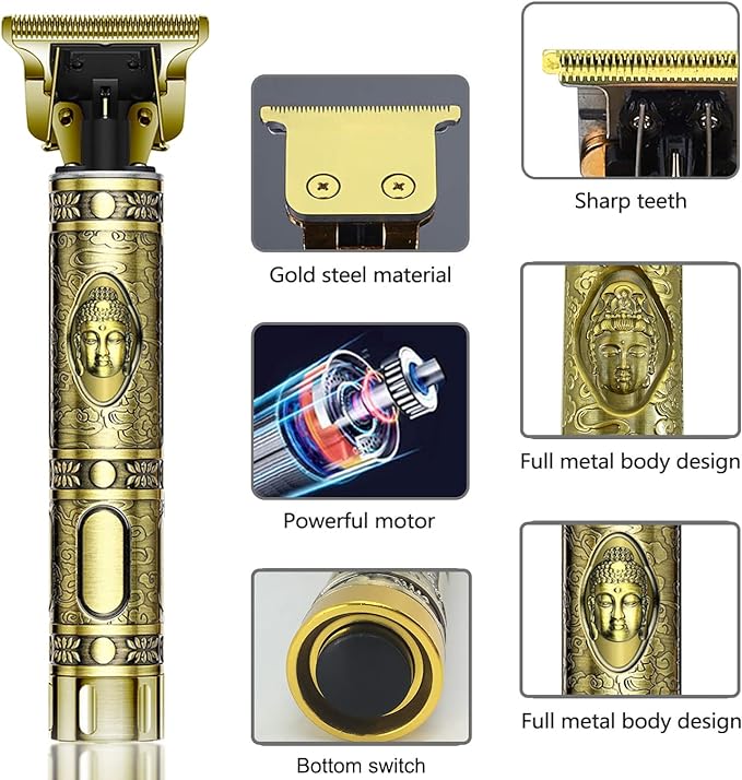 Super Powerful Metal Buddha Trimmer for Men - designed for both hair shaving and precise beard trimming. Experience effortless and versatile styling