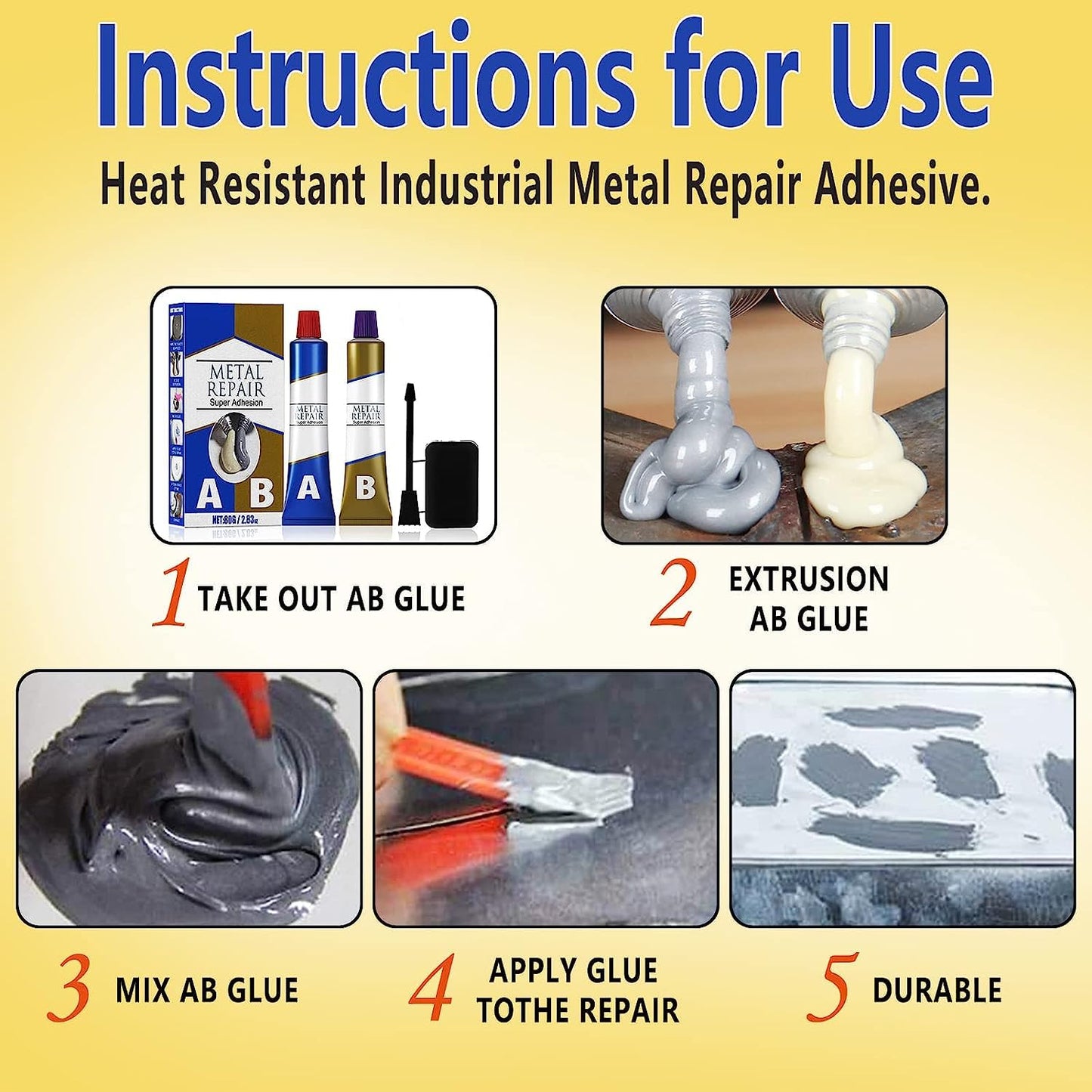 Magic Repair Super Adhesive (A+B), For all type of surfaces like metal, plastic, wood etc Water Tank leakage, Plugging, Welding, Resistance to heat & cold- 100g (50g each)