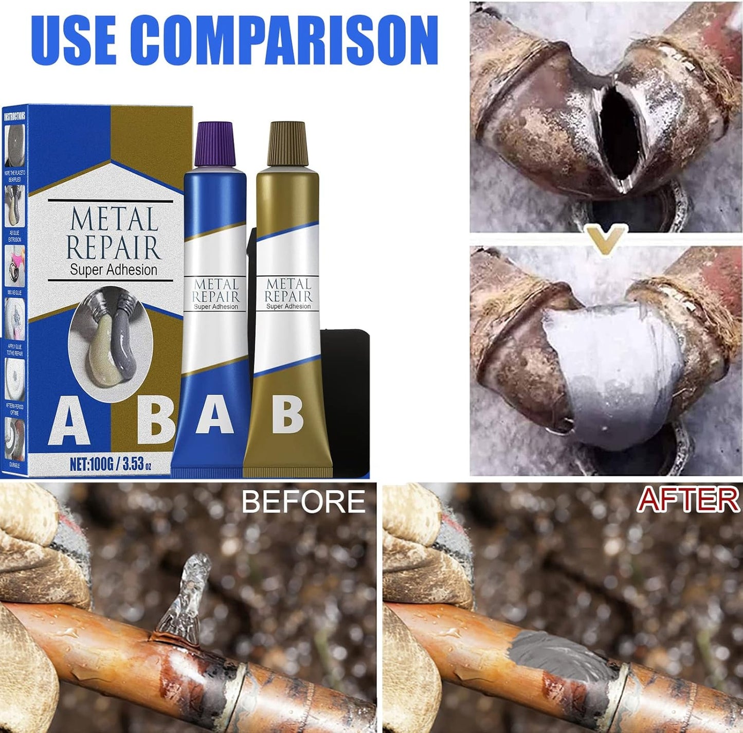 Magic Repair Super Adhesive (A+B), For all type of surfaces like metal, plastic, wood etc Water Tank leakage, Plugging, Welding, Resistance to heat & cold- 100g (50g each)