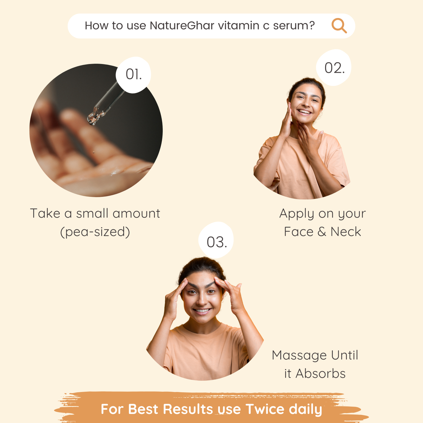 NatureGhar Vitamin C Face Serum For All Skin Types | Anti Aging | Hyperpigmentation | Even Skin Tone | Daily Glow - Pack Of 2(30ml*2)