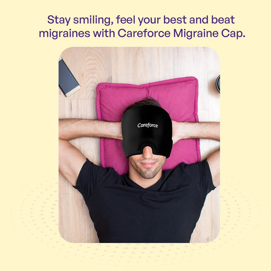 Migraine Relief Cap for Migraines, Headaches, Sinuses, Tension Relief Headache Relief Cap for Men & Women Hot & Cold Therapy Relaxing Thermax Migraine Miracle Cap, Migrane Relaxing Cap-Black